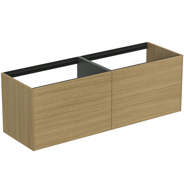 Atelier Conca 160cm wall hung washbasin unit with 4 drawers; no worktop; light oak