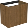 Atelier Conca 60cm wall hung short projection washbasin unit with 1 external drawer & 1 internal drawer; no worktop; dark walnut