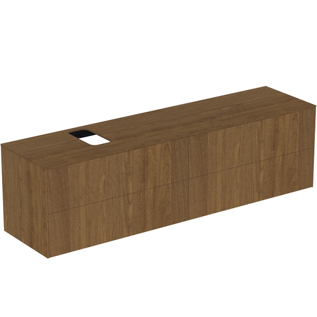 Atelier Conca 200cm wall hung washbasin unit with 4 drawers; bespoke cutout; dark walnut