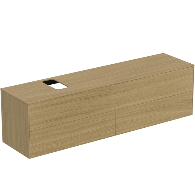 Atelier Conca 200cm wall hung washbasin unit with 4 drawers; bespoke cutout; light oak