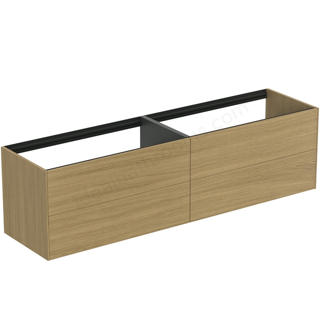 Atelier Conca 200cm wall hung washbasin unit with 4 drawers; no worktop; light oak