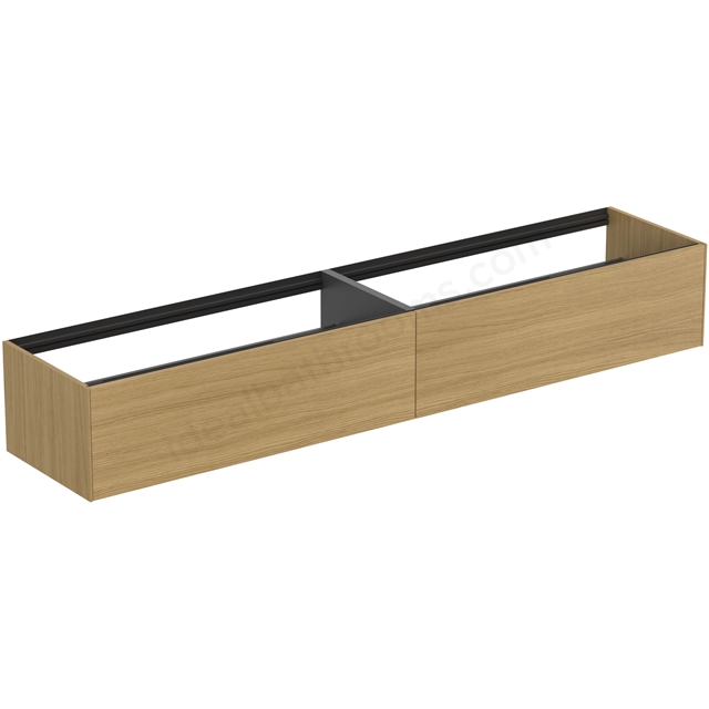 Atelier Conca 240cm wall hung washbasin unit with 2 drawers; no worktop; light oak