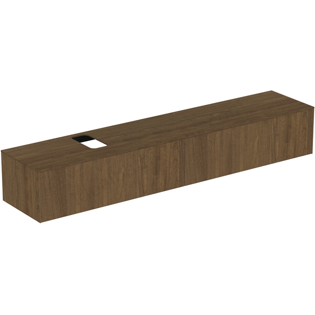 Atelier Conca 240cm wall hung washbasin unit with 2 drawers; bespoke cutout; dark walnut