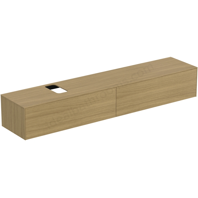 Atelier Conca 240cm wall hung washbasin unit with 2 drawers; bespoke cutout; light oak