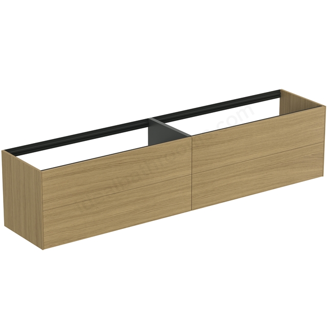 Atelier Conca 240cm wall hung washbasin unit with 4 drawers; no worktop; light oak