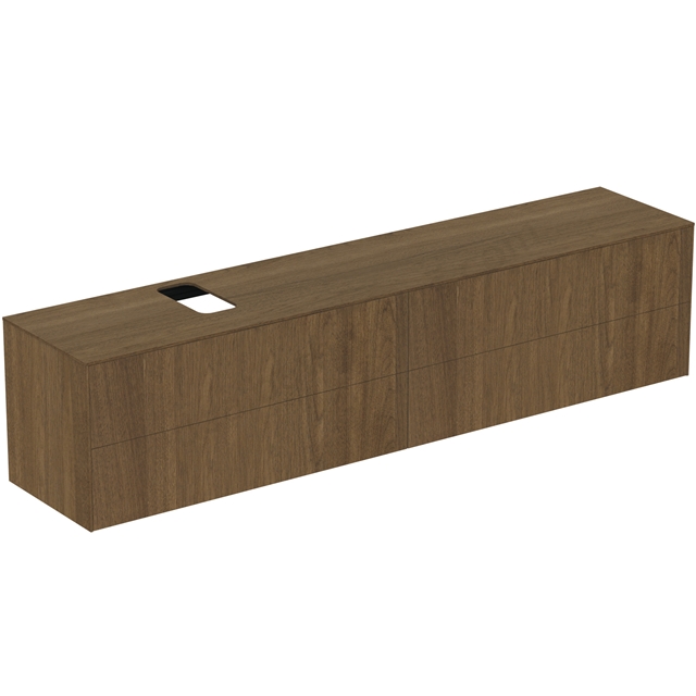 Atelier Conca 240cm wall hung washbasin unit with 4 drawers; bespoke cutout; dark walnut