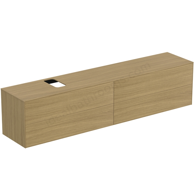 Atelier Conca 240cm wall hung washbasin unit with 4 drawers; bespoke cutout; light oak