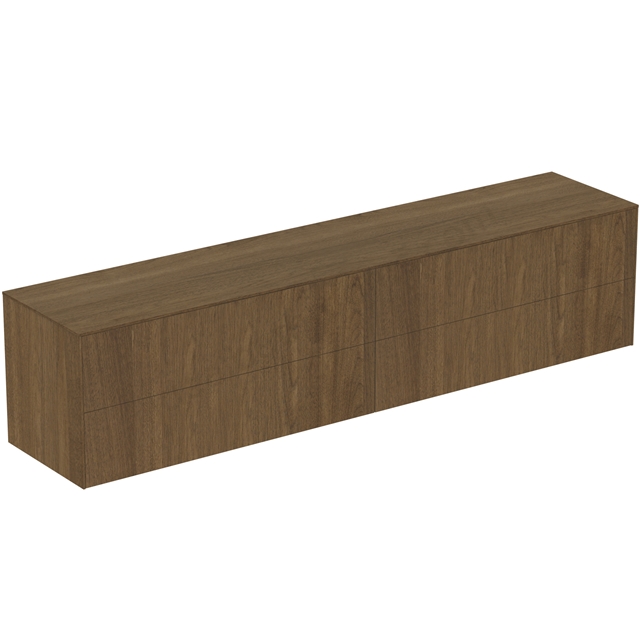 Atelier Conca 240cm wall hung washbasin unit with 4 drawers; no cutout; dark walnut