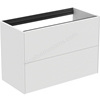 Atelier Conca 80cm wall hung short projection washbasin unit with 2 drawers; no worktop; matt white