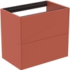 Atelier Conca 60cm wall hung short projection washbasin unit with 2 drawers; no worktop; matt sunset