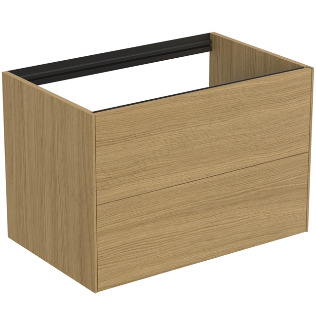 Atelier Conca 80cm wall hung washbasin unit with 2 drawers; no worktop; light oak