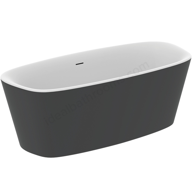 Atelier Dea 1700mm x 750mm freestanding double ended bath with clicker waste and integrated slotted overflow - Matt White / Black 