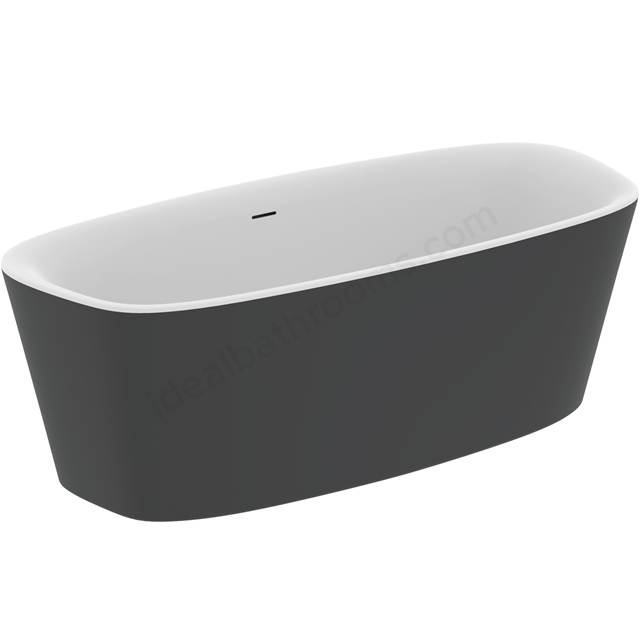 Atelier Dea 1800mm x 800mm freestanding double ended bath with clicker waste and integrated slotted overflow - Matt White / Black 