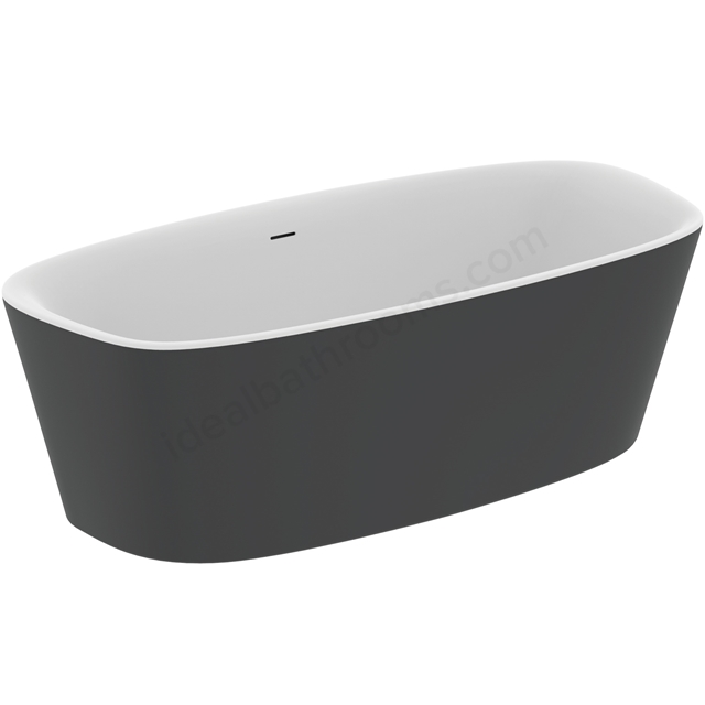 Atelier Dea 1900mm x 900mm freestanding double ended bath with clicker waste and integrated slotted overflow - Matt White / Black