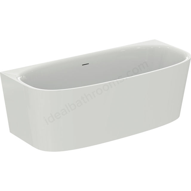 Atelier Dea 1800mm x 800mm wall double ended bath with clicker waste and integrated slotted overflow - White