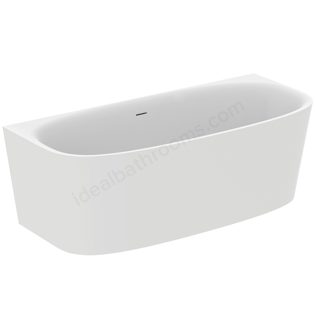 Atelier Dea 1800mm x 800mm wall double ended bath with clicker waste and integrated slotted overflow - Matt White