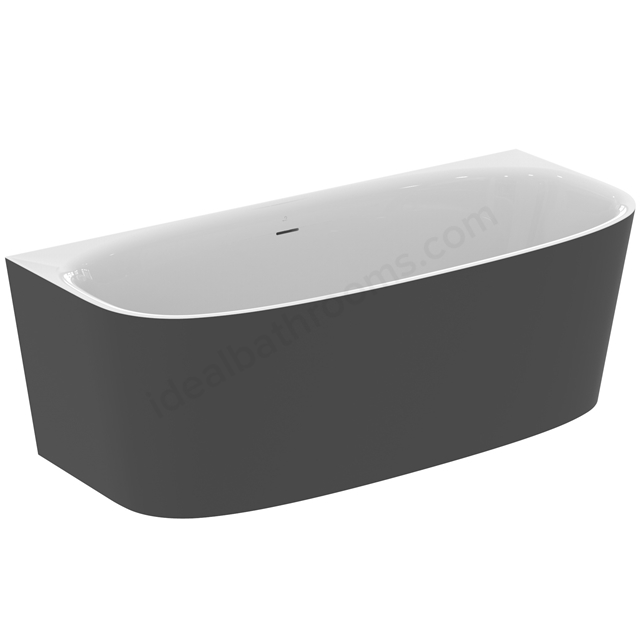 Atelier Dea 1800mm x 800mm wall double ended bath with clicker waste and integrated slotted overflow - Matt White / Black