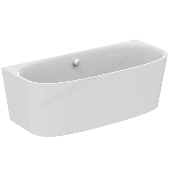 Atelier Dea 1800mm x 800mm wall double ended bath with bath filler; clicker waste and overflow - White
