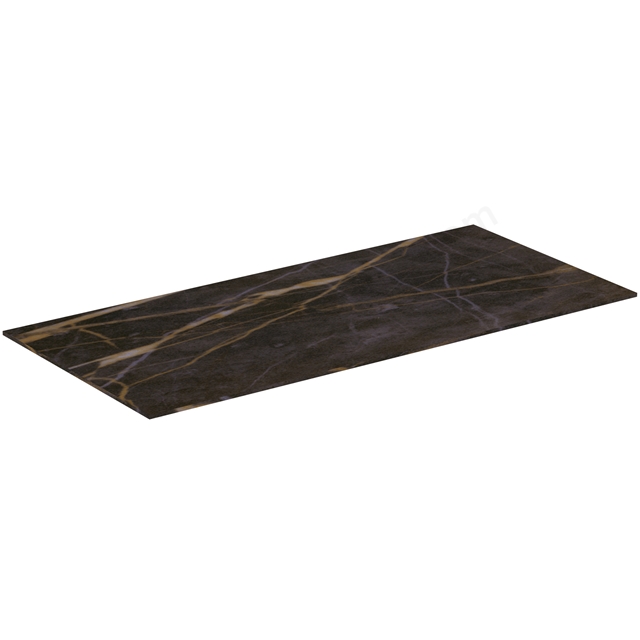 Atelier Conca 80cm short projection ceramic worktop; black desire marble 