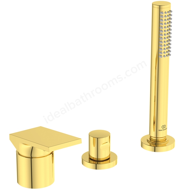 Atelier extra 3 hole bath shower mixer brushed gold