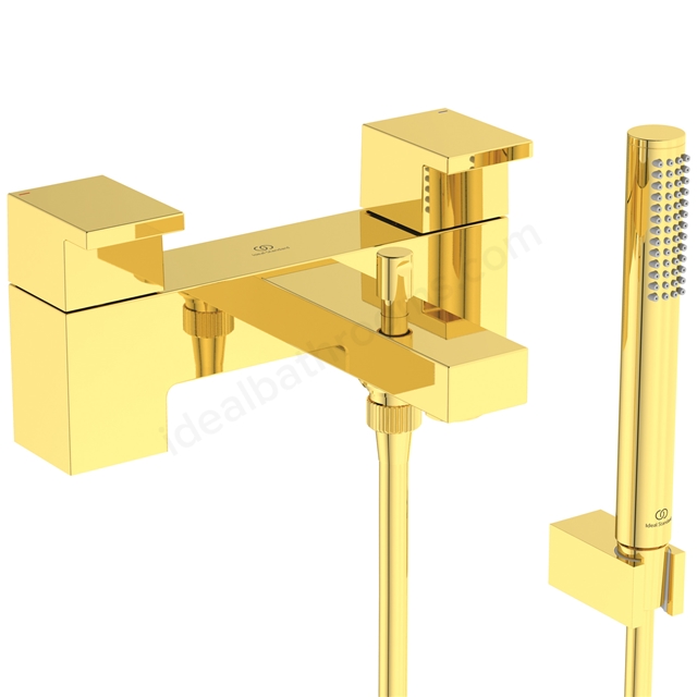 Atelier extra bath filler dual control with shower set; brushed gold