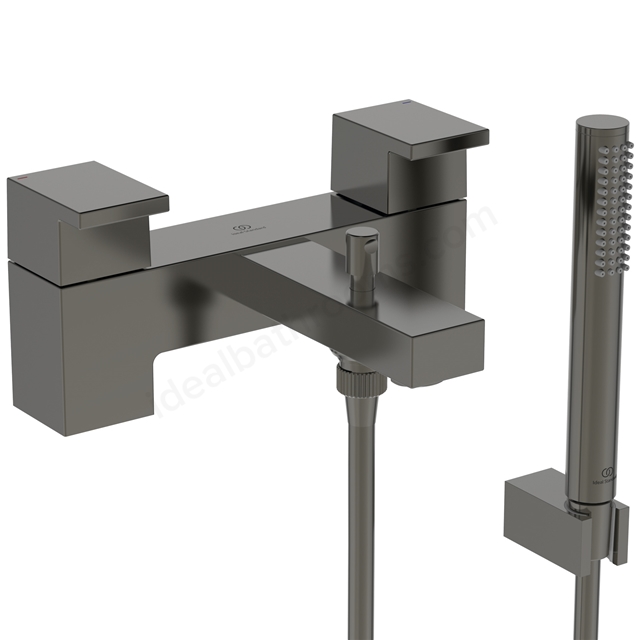 Atelier extra bath filler dual control with shower set; magnetic grey