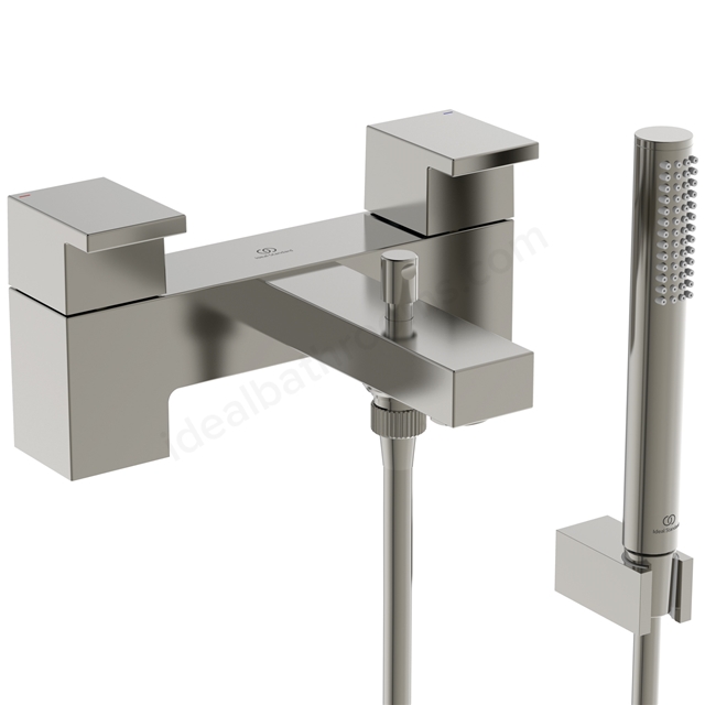 Atelier extra bath filler dual control with shower set; silver storm