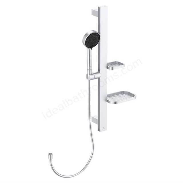 Ideal Standard Idealrain ALU+ Shower Set 600 mm rail; 2 function spray and shelves; Silver