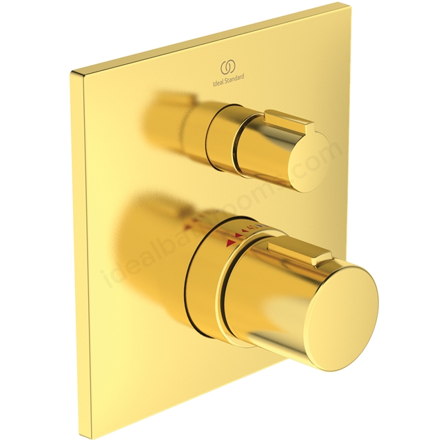 Atelier Ceratherm C100 Built-In Shower Valve; Square Thermostatic; 1 Outlet - Brushed Gold