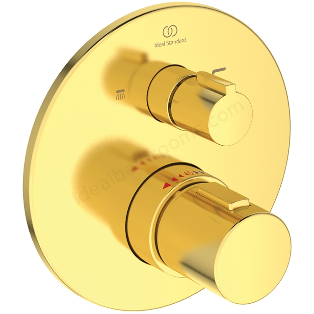 Atelier Ceratherm C100 Built-In Shower Valve; Round Thermostatic; 2 Outlet - Brushed Gold