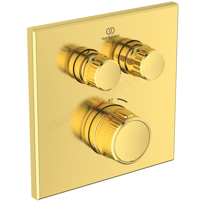 Atelier Ceratherm Navigo Built-In shower mixer;Square Thermostatic; 2 Outlet - Brushed Gold