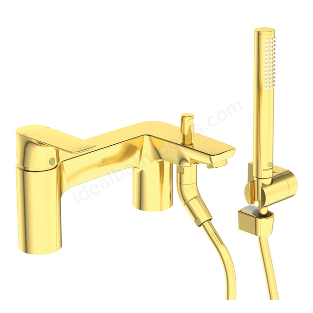 Atelier Connect Air 2 Tap Hole Hole Bath Shower Mixer; Dual Control w/ Shower Set - Brushed Gold