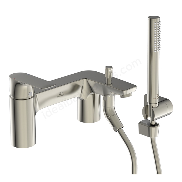 Atelier Connect Air 2 Tap Hole Hole Bath Shower Mixer; Dual Control w/ Shower Set - Silver storm