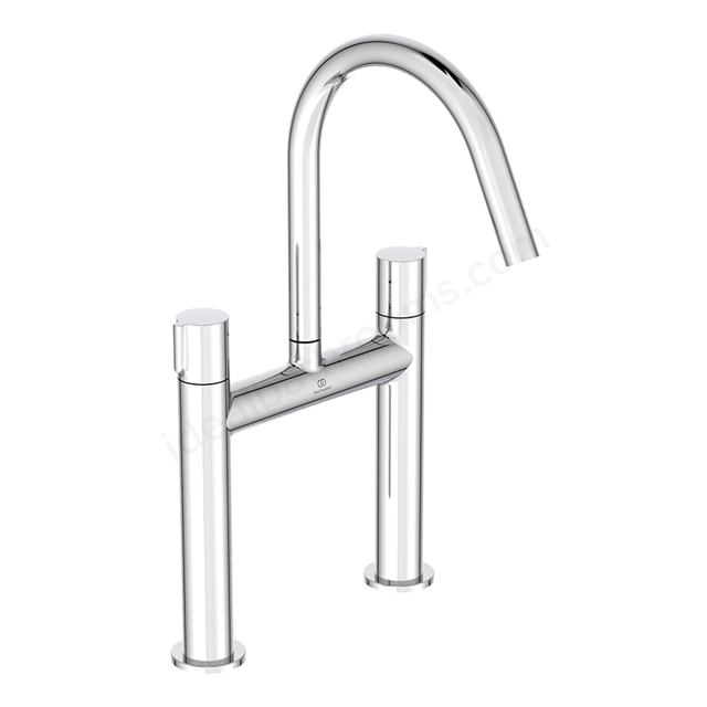 Atelier Joy 2 Tap Hole Hole Bath Filler - Chrome 