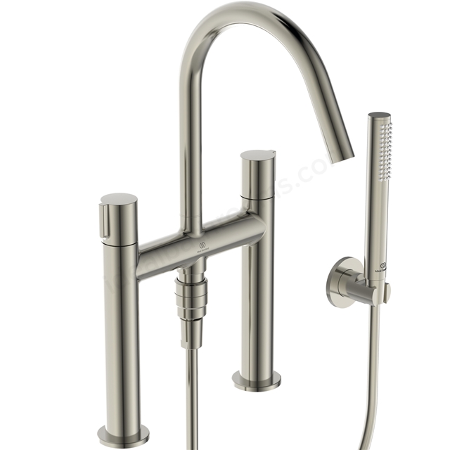 Atelier Joy 2 Tap Hole Hole Bath Shower Mixer w/ Shower Set - Silver storm