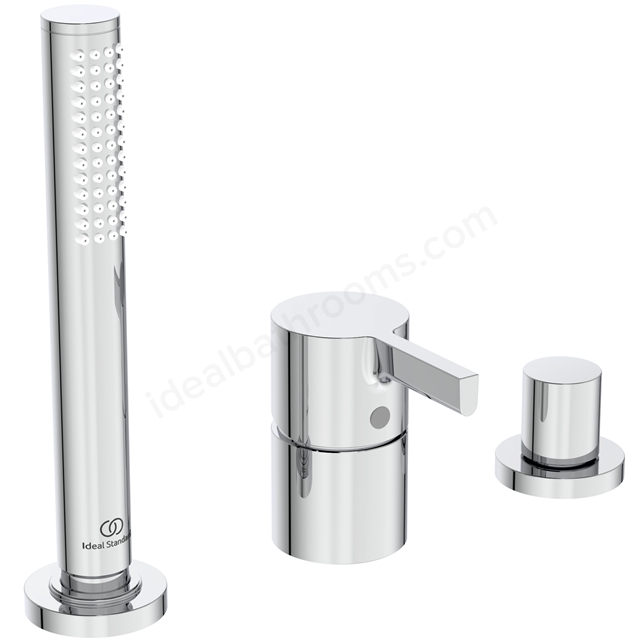 Atelier Joy 3 Tap Hole Bath Shower Mixer w/ Diverter & Shower Set - Chrome