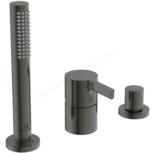 Atelier Joy 3 Tap Hole Bath Shower Mixer w/ Diverter & Shower Set - Magnetic Grey