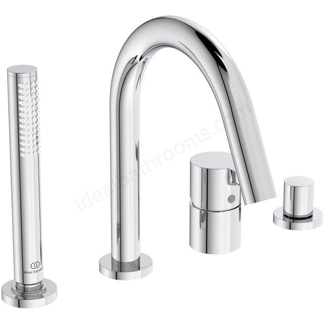 Atelier Joy 4 Tap Hole Bath Shower Mixer w/ Spout & Shower Set - Chrome