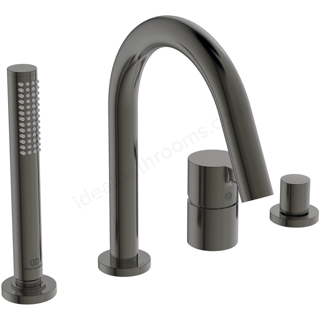 Atelier Joy 4 Tap Hole Bath Shower Mixer w/ Spout & Shower Set - Magnetic Grey