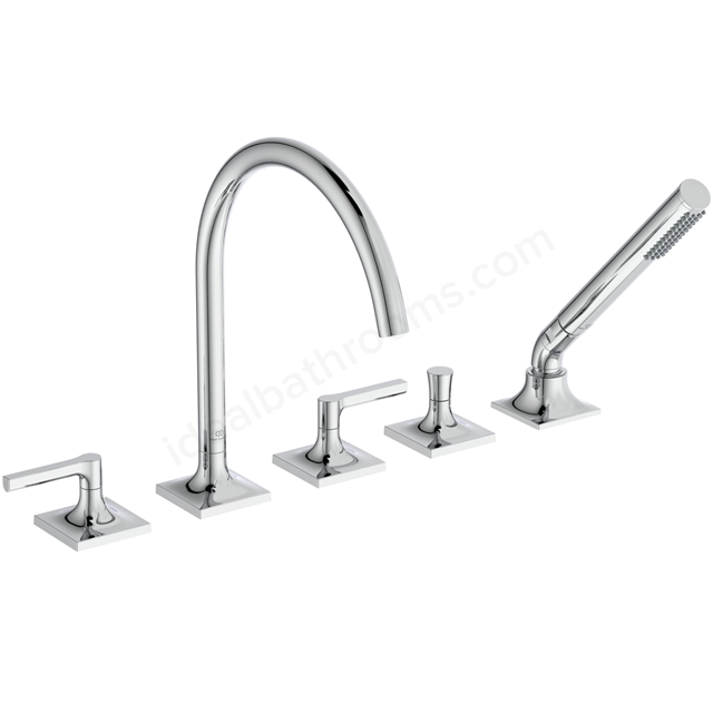 Atelier Joy Neo Dual Control 5 Tap Hole Bath Shower Mixer w/ Spout & Lever Handles - Chrome