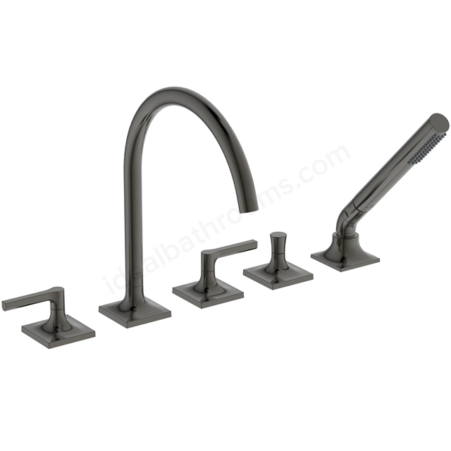 Atelier Joy Neo Dual Control 5 Tap Hole Bath Shower Mixer w/ Spout & Lever Handles - Magnetic Grey