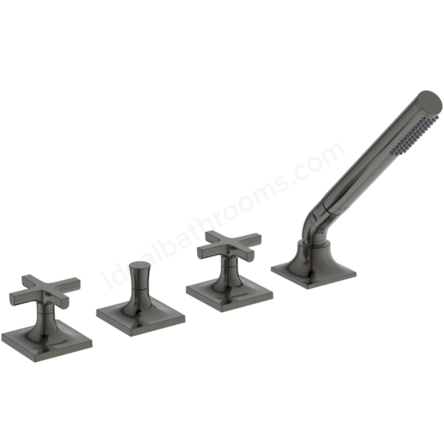 Atelier Joy Neo Dual Control 4 Tap Hole Bath Shower Mixer w/ Cross Handles - Magnetic Grey