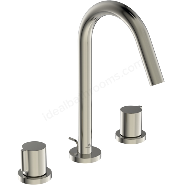 Atelier Joy Deck Mounted 3 Tap Hole Basin Mixer - Silver Storm 