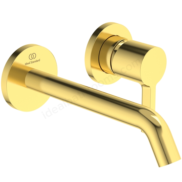 Atelier Joy Wall Mounted Basin Mixer; 180mm Spout - Brushed Gold
