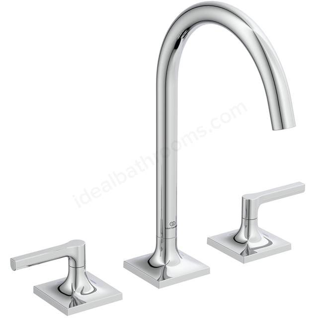 Atelier Joy Neo Dual Control Deck Mounted 3 Tap Hole Basin Mixer; w/ Lever Handles - Chrome