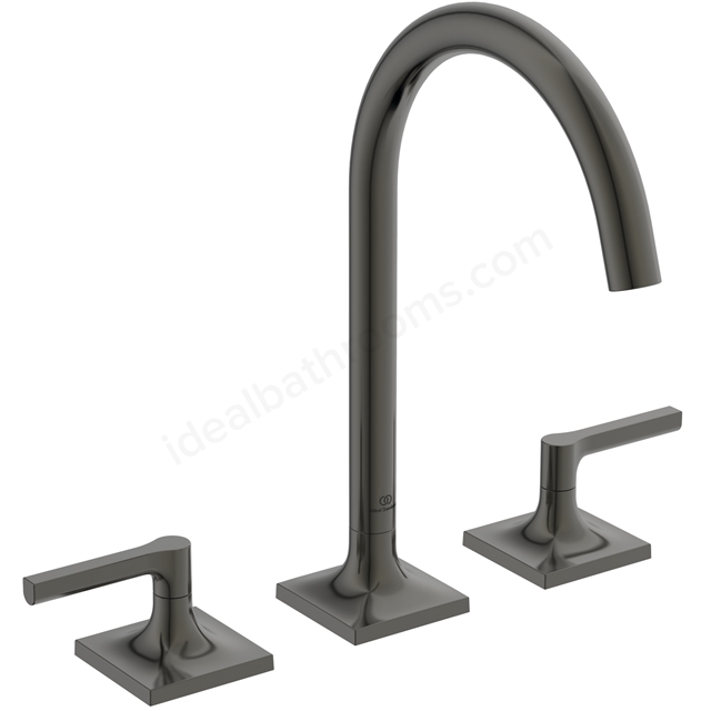 Atelier Joy Neo Dual Control Deck Mounted 3 Tap Hole Basin Mixer; w/ Lever Handles - Magnetic Grey