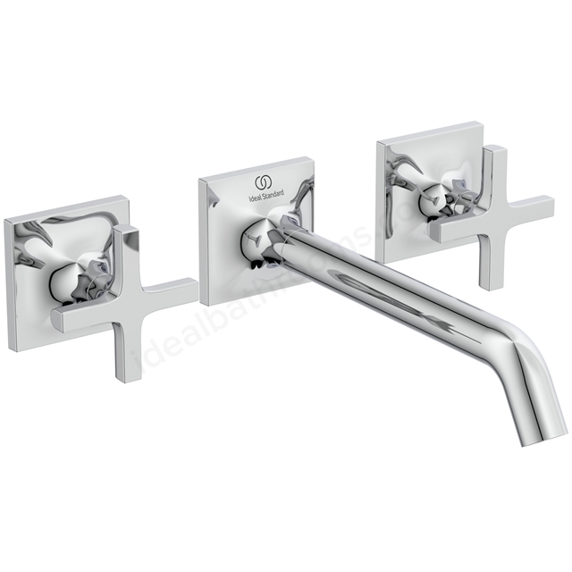 Atelier Joy Neo Wall Mounted Basin Mixer w/ Cross Handles - Chrome