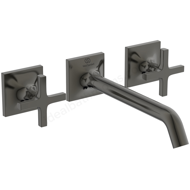 Atelier Joy Neo Wall Mounted Basin Mixer w/ Cross Handles - Magnetic Grey