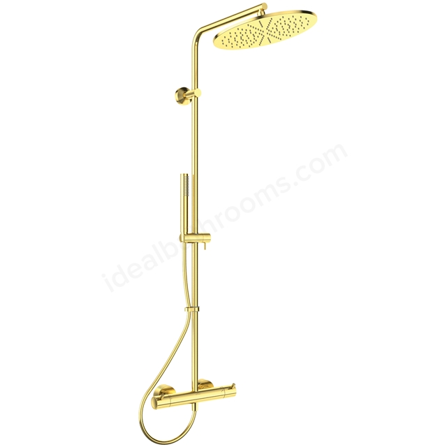 Atelier Ceratherm T125 Exposed Shower System w/ 300mm Round Shower; Stick Handspray - Brushed Gold
