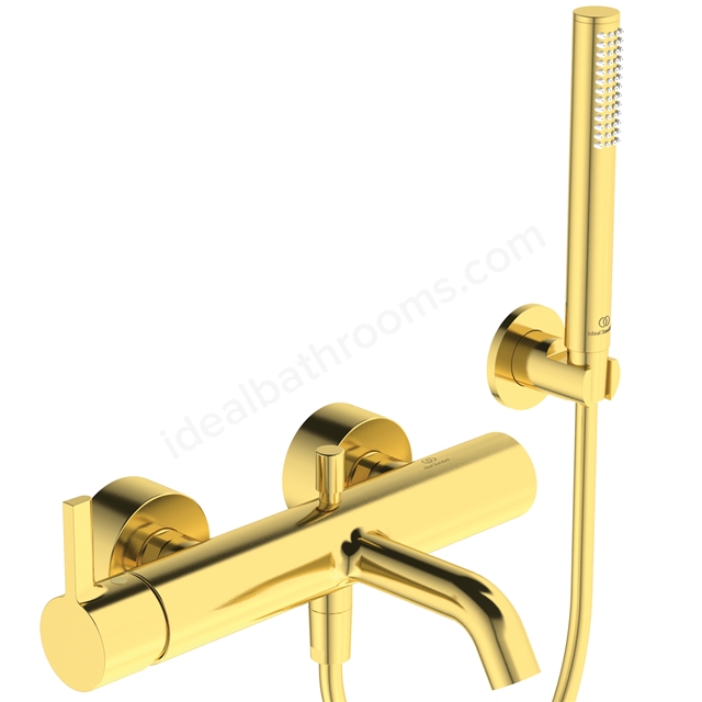 Atelier Joy single lever exposed shower mixer with kit; brushed gold